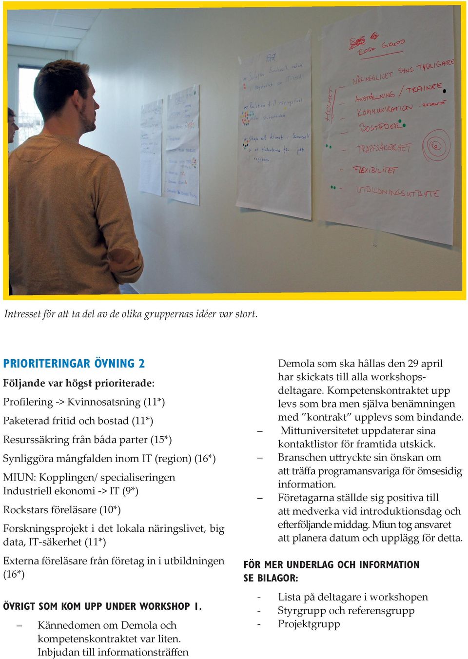 (region) (16*) MIUN: Kopplingen/ specialiseringen Industriell ekonomi -> IT (9*) Rockstars föreläsare (10*) Forskningsprojekt i det lokala näringslivet, big data, IT-säkerhet (11*) Externa föreläsare