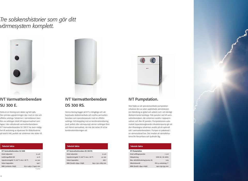 IVT Varmvattenberedare SU 300 E har även möjlighet till anslutning av elpatroner för tillskottsvärme på totalt 6 kw, perfekt när solvärmen inte räcker till. IVT Varmvattenberedare DS 300 RS.