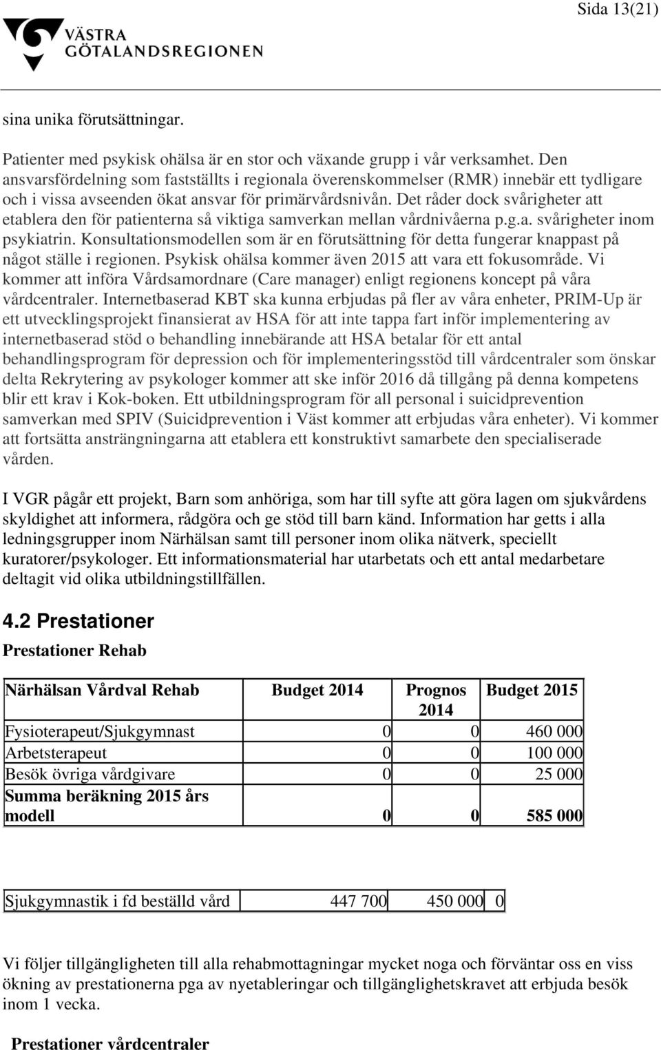 Det råder dock svårigheter att etablera den för patienterna så viktiga samverkan mellan vårdnivåerna p.g.a. svårigheter inom psykiatrin.