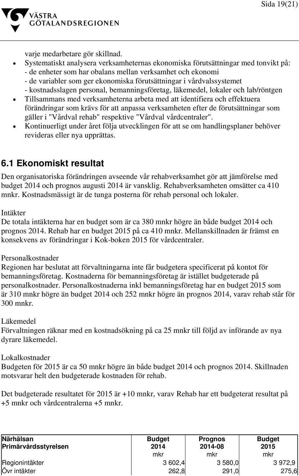 vårdvalssystemet - kostnadsslagen personal, bemanningsföretag, läkemedel, lokaler och lab/röntgen Tillsammans med verksamheterna arbeta med att identifiera och effektuera förändringar som krävs för