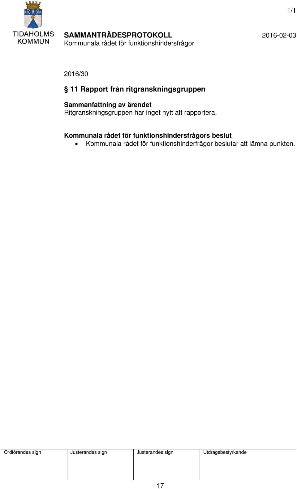 har inget nytt att rapportera.