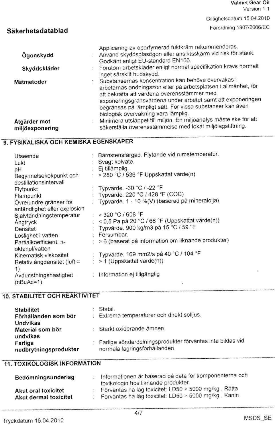 exponeringsgränsvärdena under arbetet samt att exponeringen : Förutom arbetskläder enligt normal specifikation krävs normalt : Substansernas koncentration kan behöva övervakas i Godkänt enligt