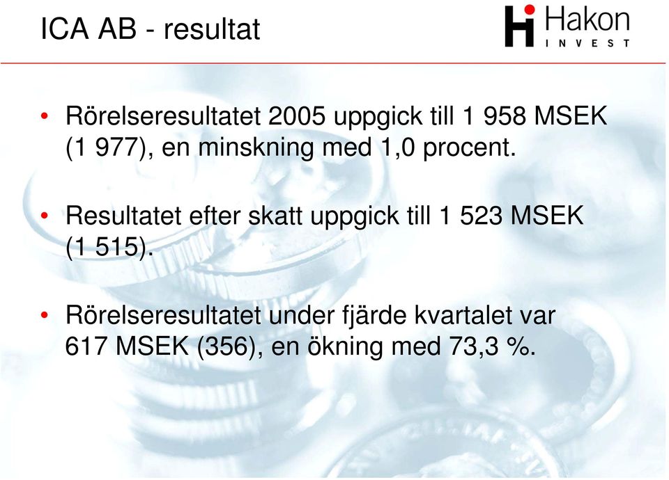 Resultatet efter skatt uppgick till 1 523 MSEK (1 515).