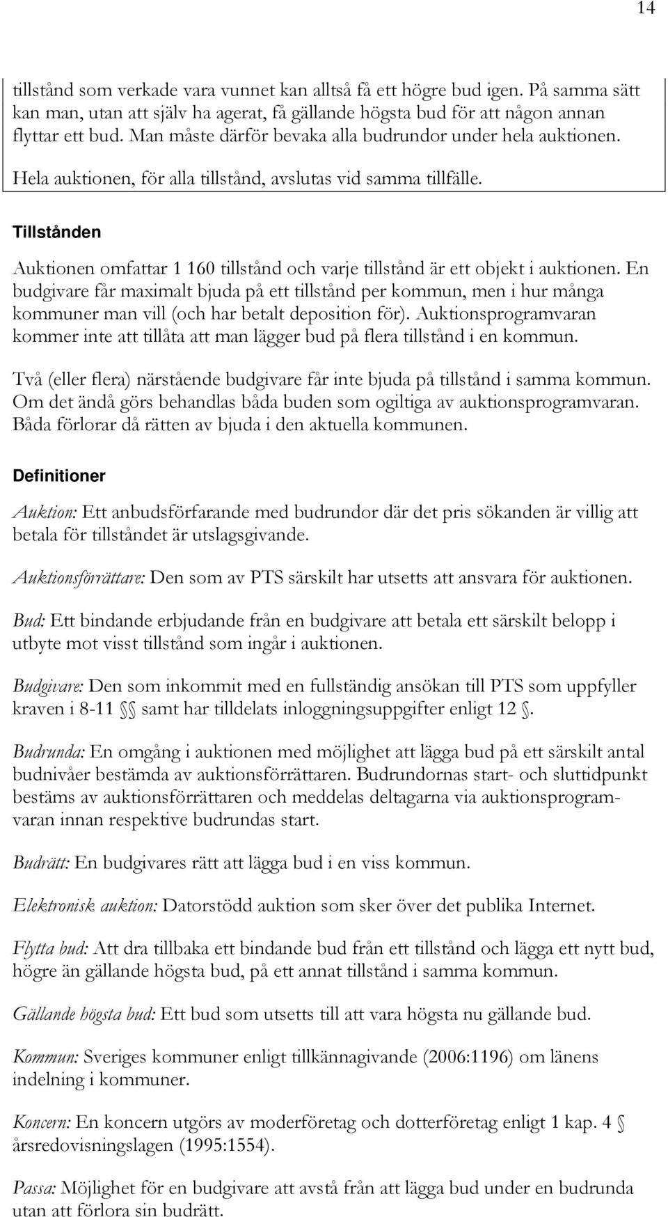 Tillstånden Auktionen omfattar 1 160 tillstånd och varje tillstånd är ett objekt i auktionen.
