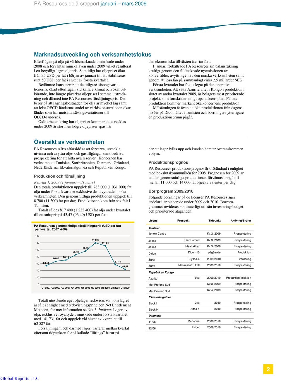 Bedömare konstaterar att de tidigare säsongsvariationerna, ökad efterfrågan vid kallare klimat och ökat bilkörande, inte längre påverkar oljepriset i samma utsträckning och därmed inte PA Resources