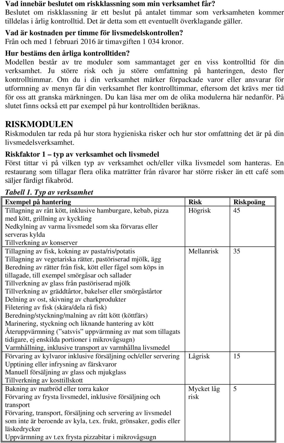 Hur bestäms den årliga kontrolltiden? Modellen består av tre moduler som sammantaget ger en viss kontrolltid för din verksamhet.