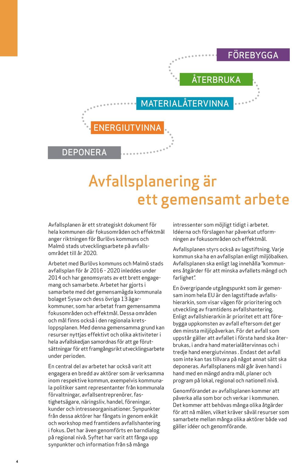 Arbetet med Burlövs kommuns och Malmö stads avfallsplan för år 2016-2020 inleddes under 2014 och har genomsyrats av ett brett engagemang och samarbete.