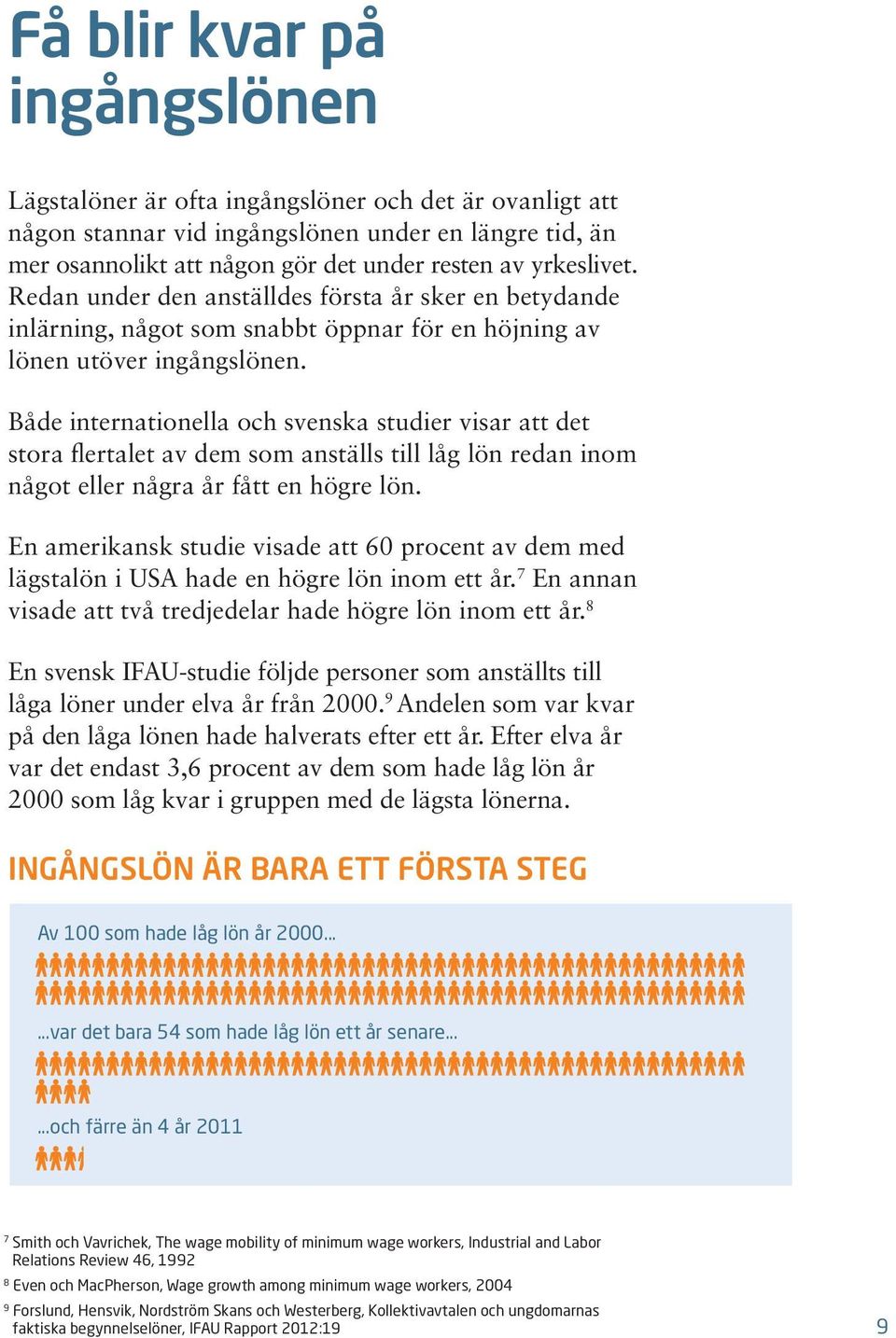 Både internationella och svenska studier visar att det stora flertalet av dem som anställs till låg lön redan inom något eller några år fått en högre lön.