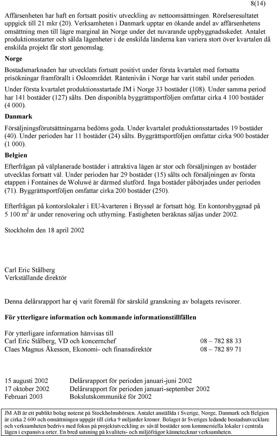Antalet produktionsstarter och sålda lägenheter i de enskilda länderna kan variera stort över kvartalen då enskilda projekt får stort genomslag.