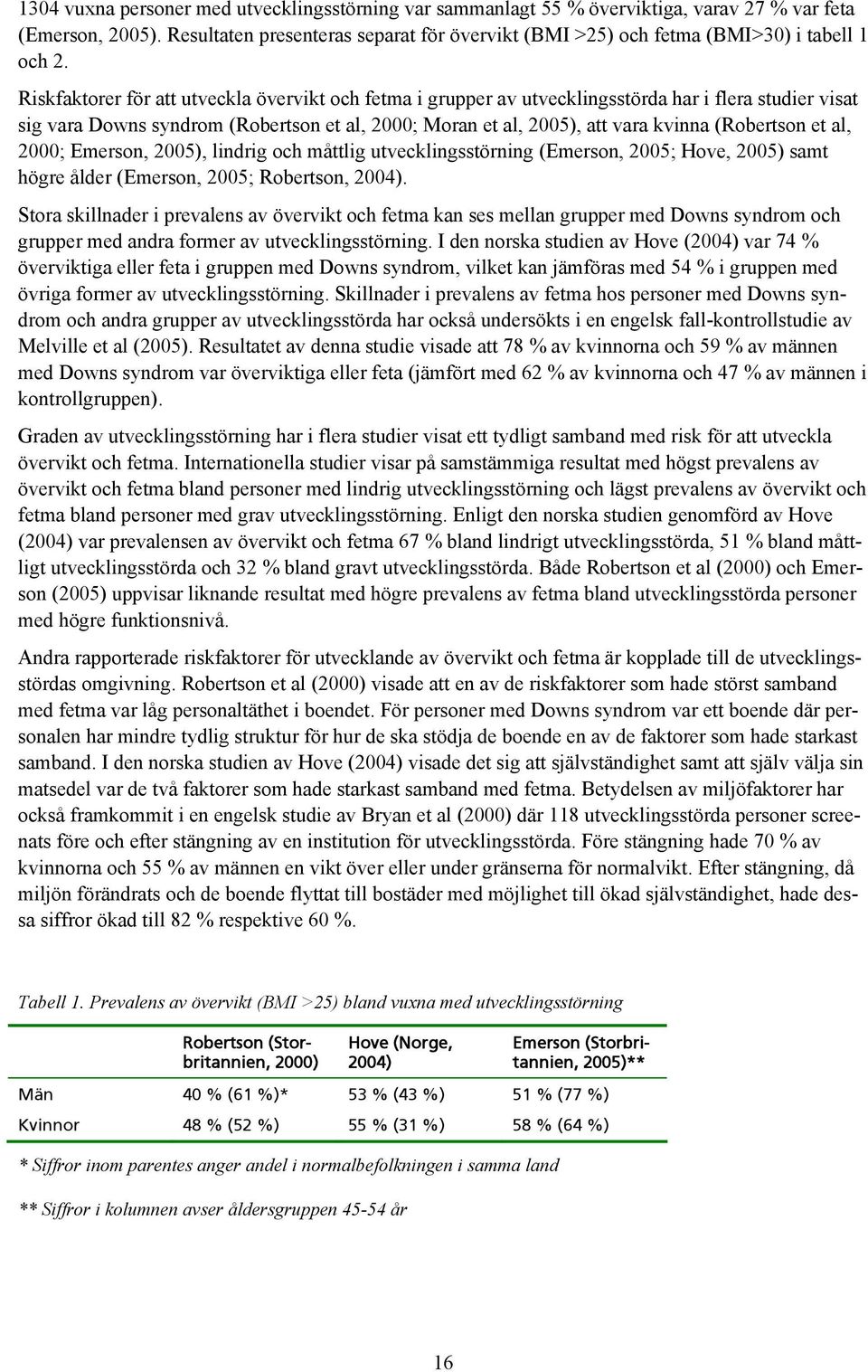 Riskfaktorer för att utveckla övervikt och fetma i grupper av utvecklingsstörda har i flera studier visat sig vara Downs syndrom (Robertson et al, 2000; Moran et al, 2005), att vara kvinna (Robertson