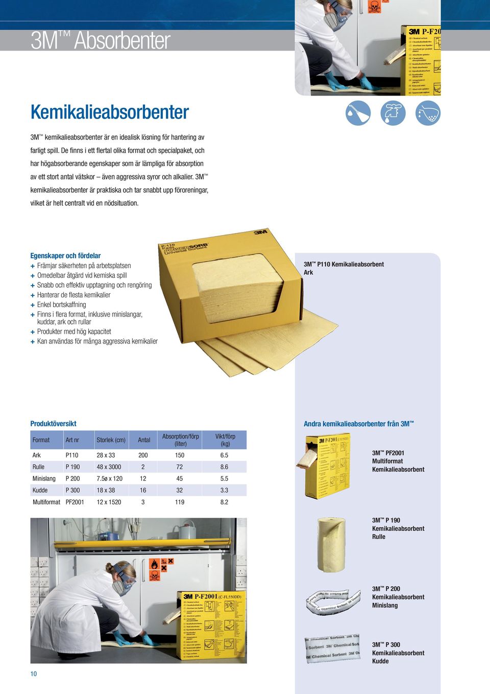 3M kemikalieabsorbenter är praktiska och tar snabbt upp föroreningar, vilket är helt centralt vid en nödsituation.