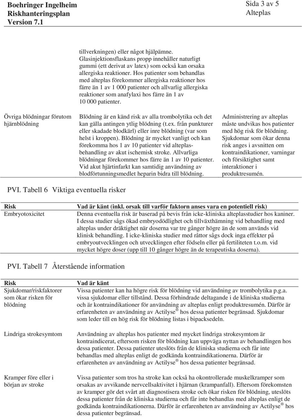 Övriga blödningar förutom hjärnblödning Blödning är en känd risk av alla trombolytika och det kan gälla antingen ytlig blödning (t.ex.