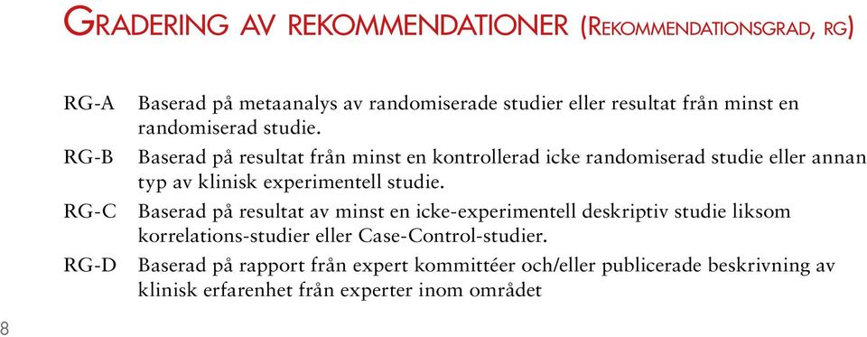 Baserad på resultat från minst en kontrollerad icke randomiserad studie eller annan typ av klinisk experimentell studie.