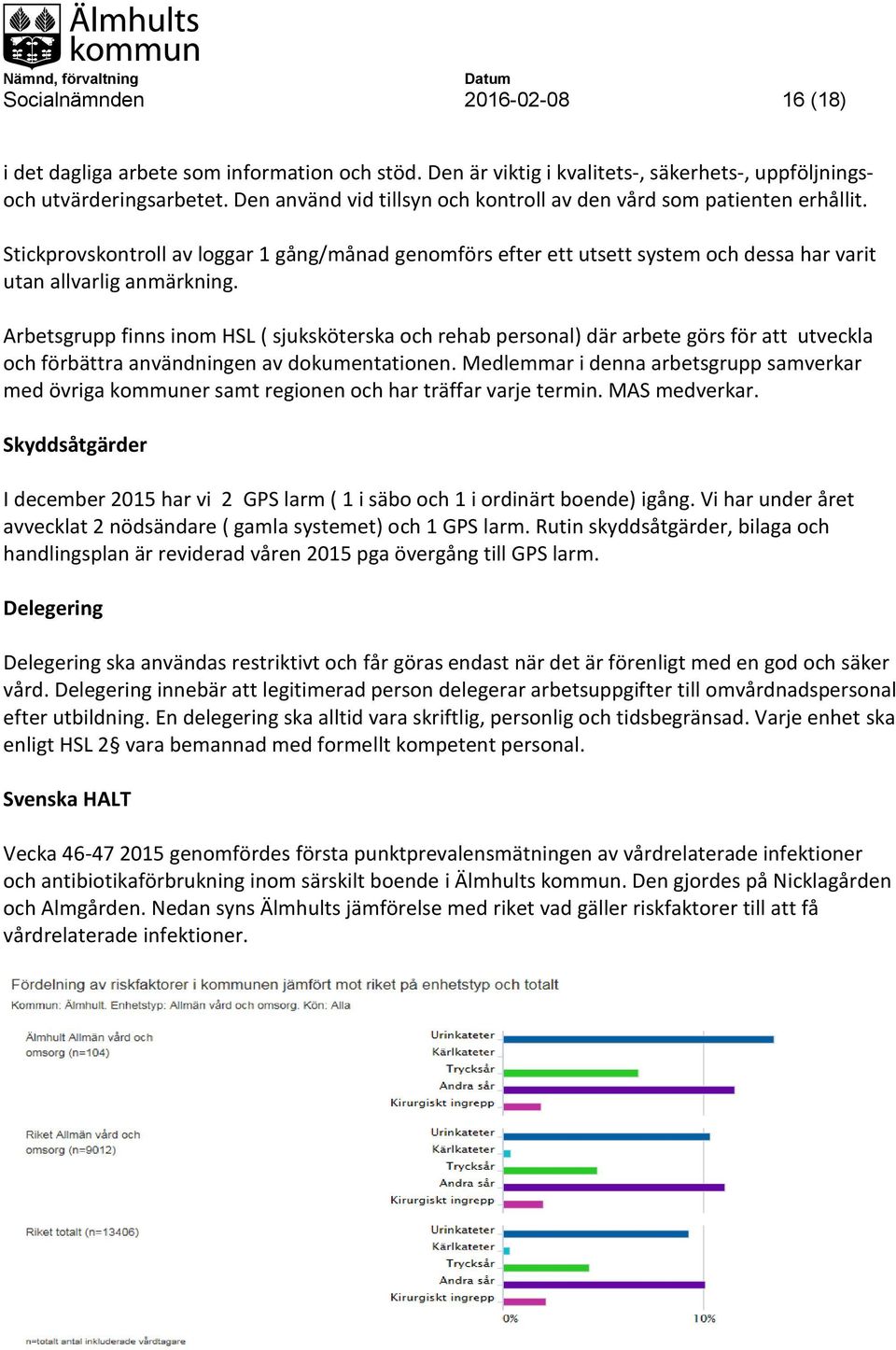 Arbetsgrupp finns inom HSL ( sjuksköterska och rehab personal) där arbete görs för att utveckla och förbättra användningen av dokumentationen.