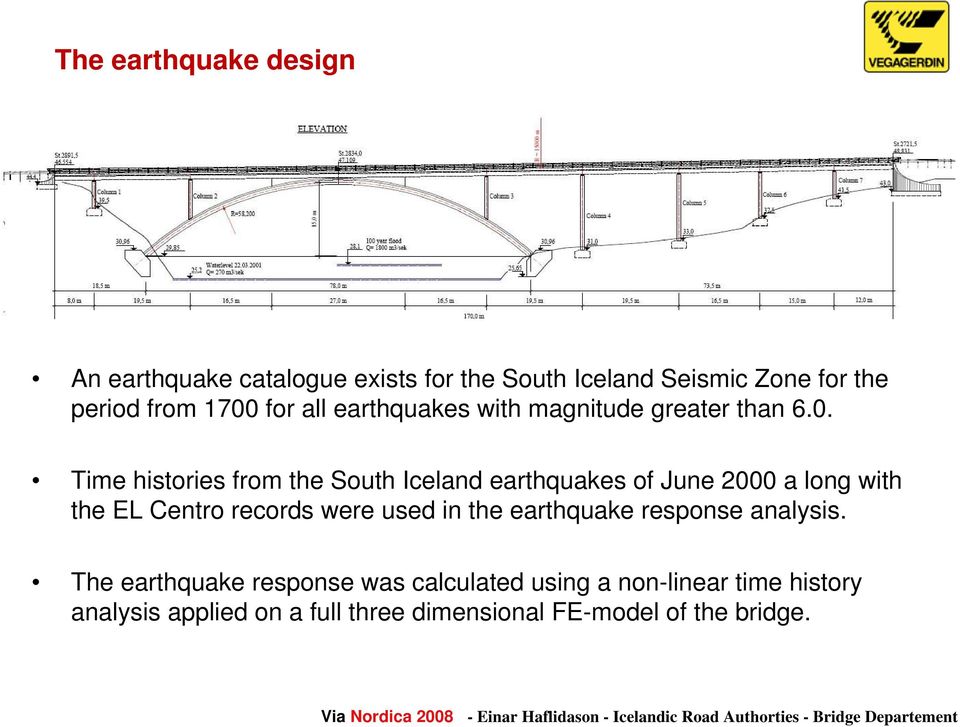 Time histories from the South Iceland earthquakes of June 2000 a long with the EL Centro records were used in