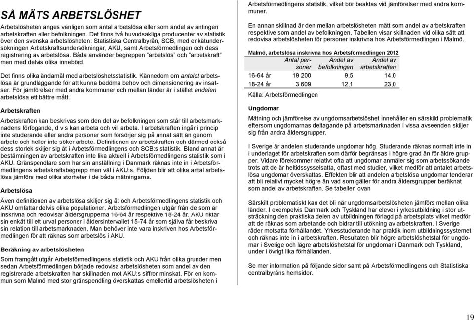 och dess registrering av arbetslösa. Båda använder begreppen arbetslös och arbetskraft men med delvis olika innebörd. Det finns olika ändamål med arbetslöshetsstatistik.