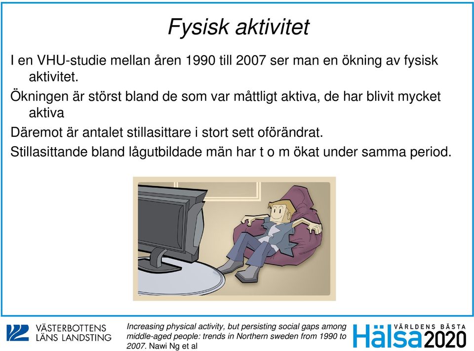 stillasittare i stort sett oförändrat. Stillasittande bland lågutbildade män har t o m ökat under samma period.