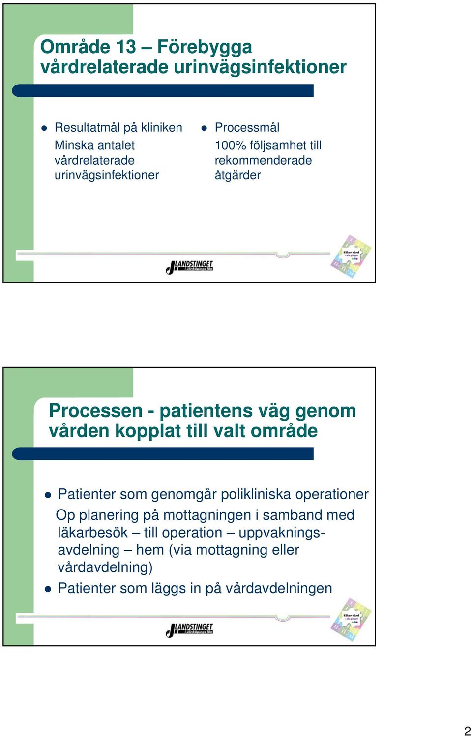 kopplat till valt område Patienter som genomgår polikliniska operationer Op planering på mottagningen i samband med