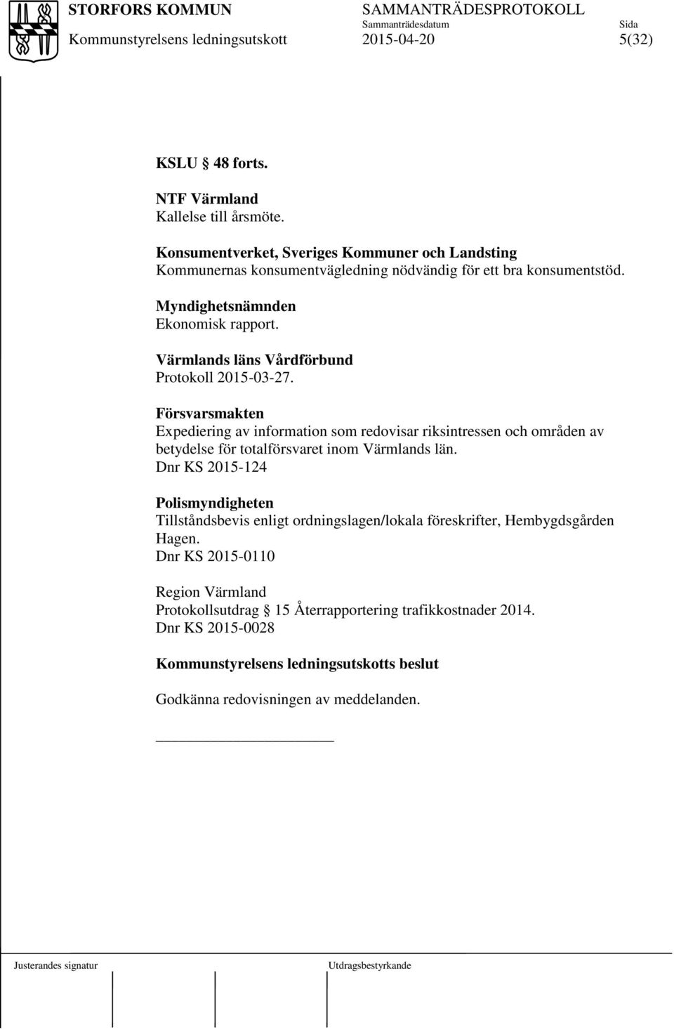 Värmlands läns Vårdförbund Protokoll 2015-03-27.