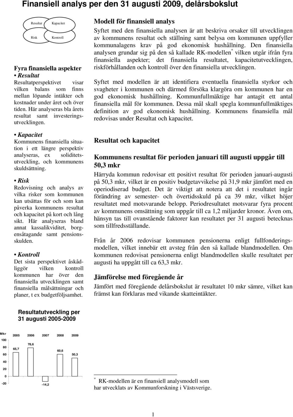 Kapacitet Kommunens finansiella situation i ett längre perspektiv analyseras, ex soliditetsutveckling, och kommunens skuldsättning.