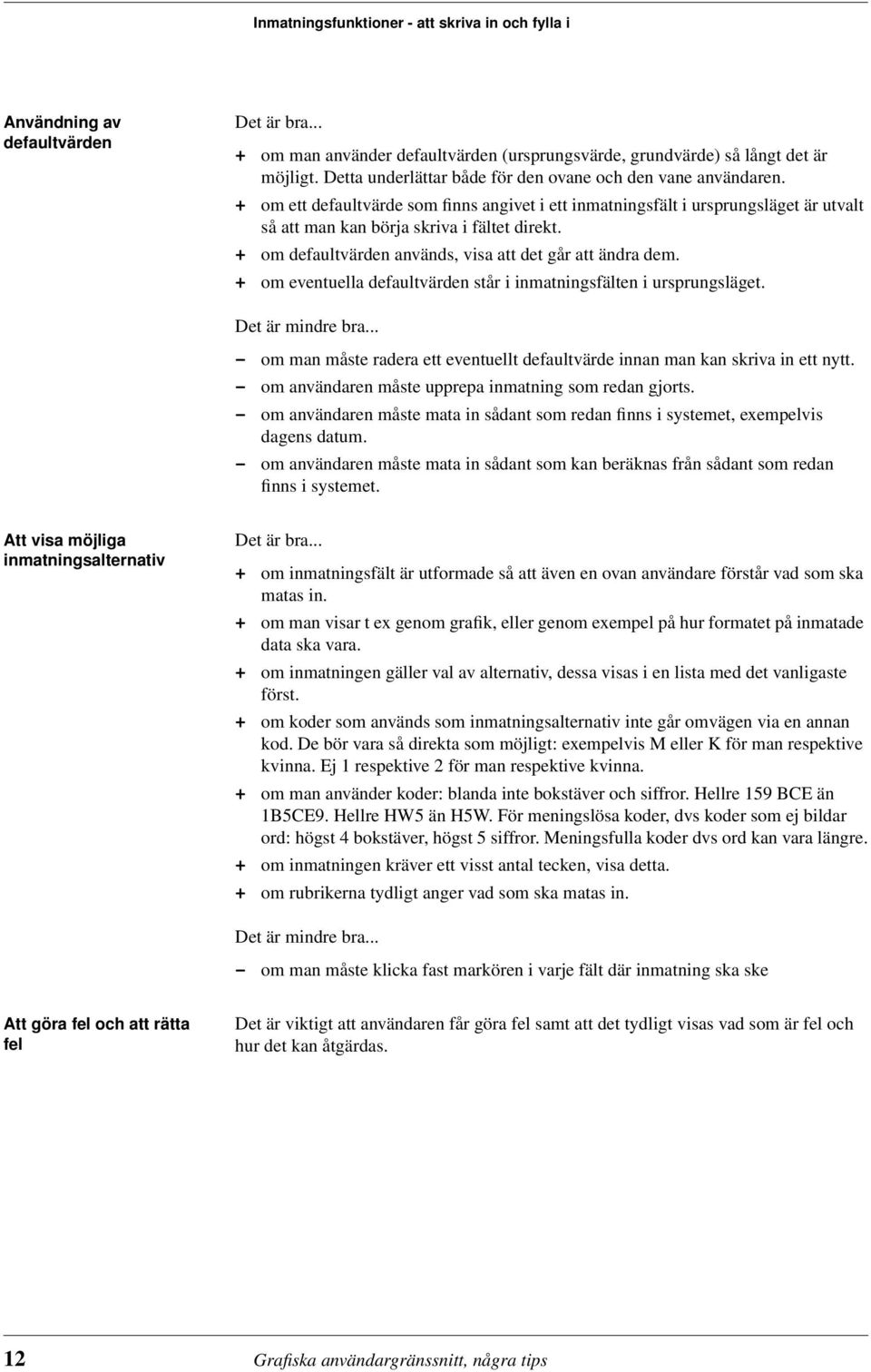 + om defaultvärden används, visa att det går att ändra dem. + om eventuella defaultvärden står i inmatningsfälten i ursprungsläget.