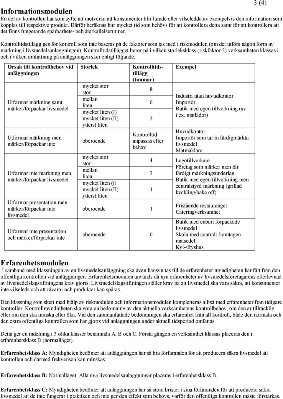 Kontrolltidstillägg ges för kontroll som inte baseras på de faktorer som tas med i riskmodulen (om det utförs någon form av märkning i livsmedelsanläggningen).