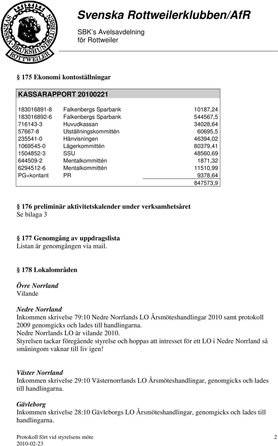 preliminär aktivitetskalender under verksamhetsåret Se bilaga 3 177 Genomgång av uppdragslista Listan är genomgången via mail.