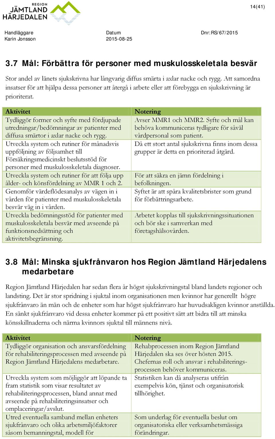 Att samordna insatser för att hjälpa dessa personer att återgå i arbete eller att förebygga en sjukskrivning är prioriterat.