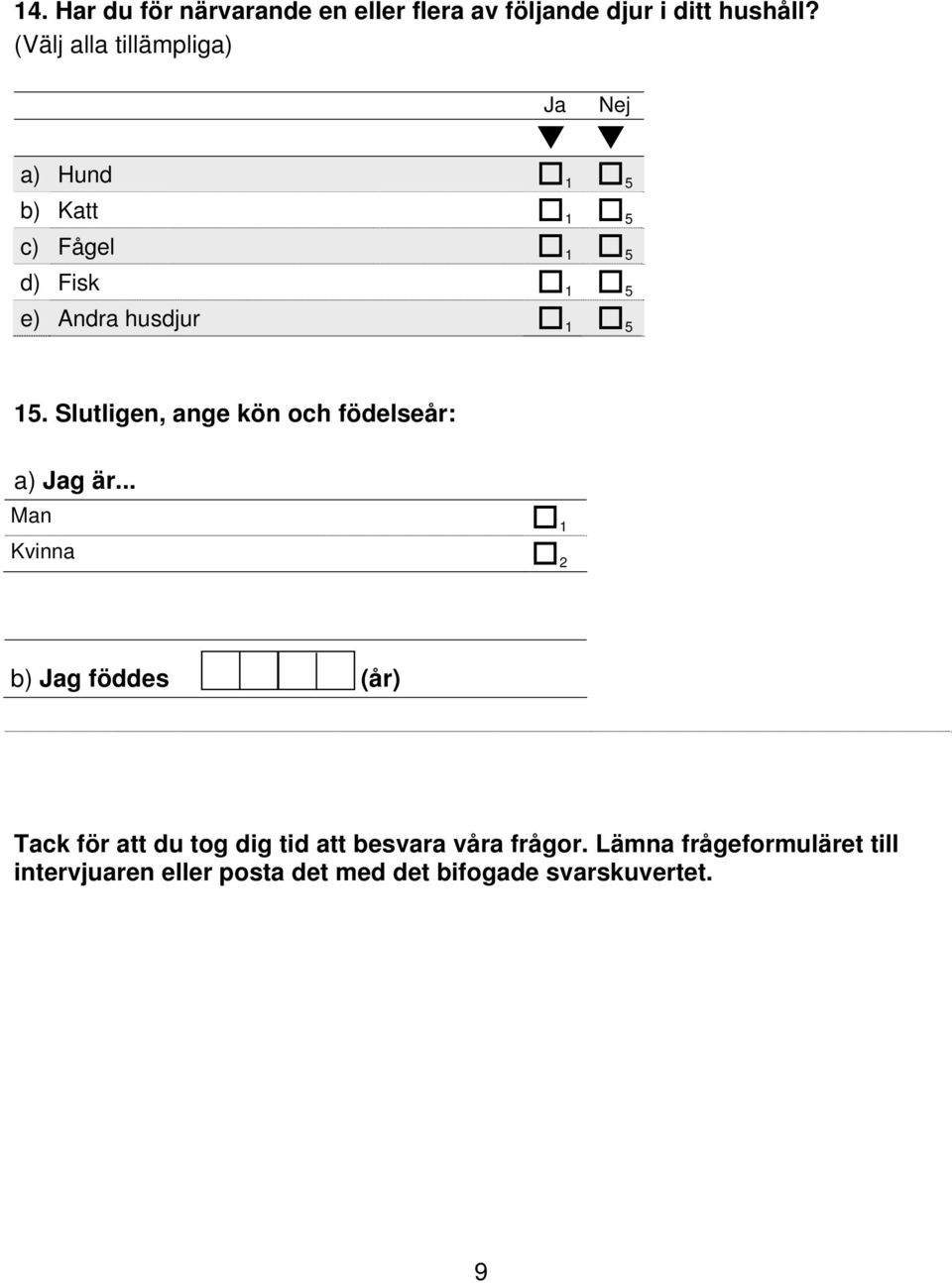 Slutligen, ange kön och födelseår: Jag är.