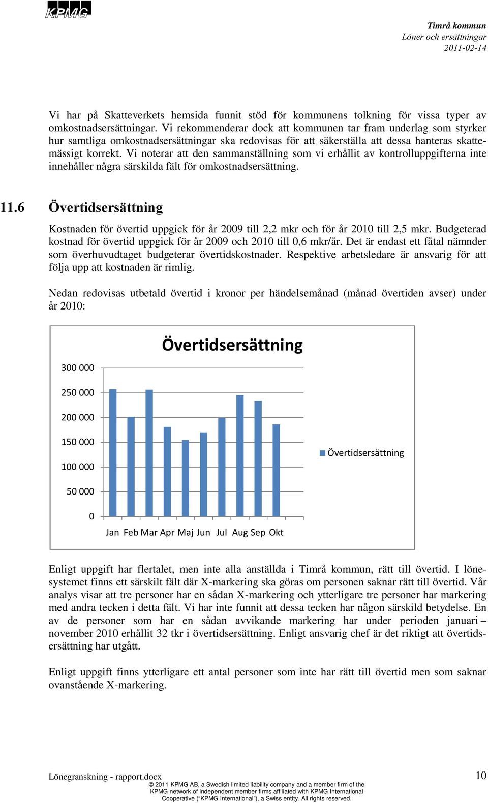 Vi noterar att den sammanställning som vi erhållit av kontrolluppgifterna inte innehåller några särskilda fält för omkostnadsersättning. 11.