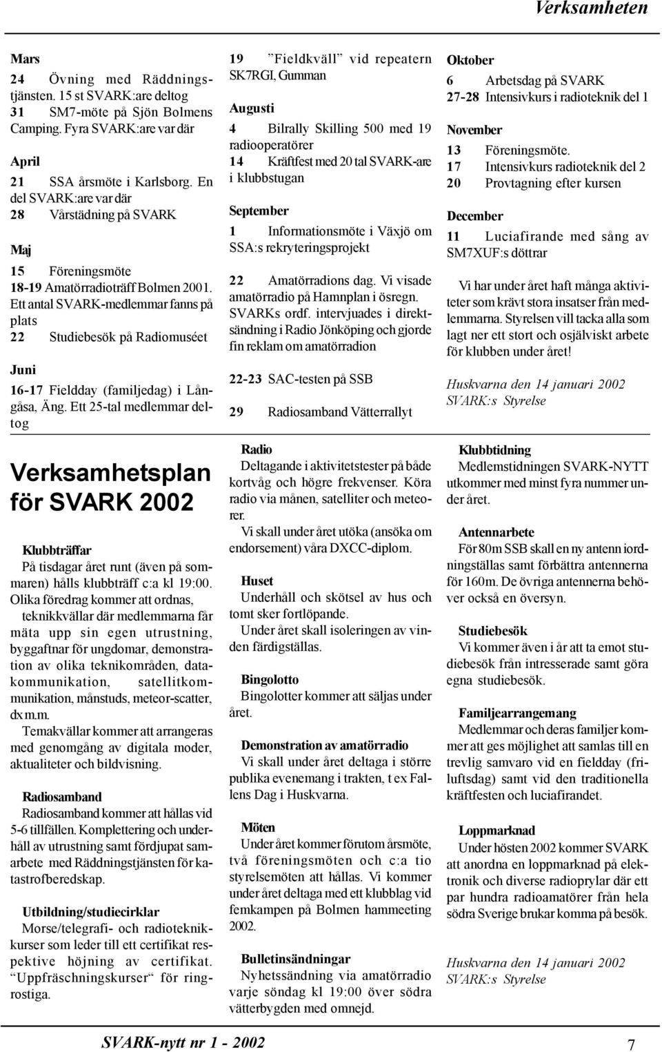 Ett antal SVARK-medlemmar fanns på plats 22 Studiebesök på Radiomuséet Juni 16-17 Fieldday (familjedag) i Långåsa, Äng.
