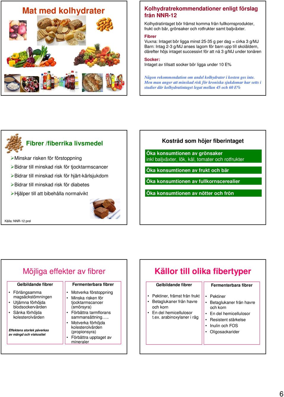 Socker: Intaget av tillsatt socker bör ligga under 10 E% Någon rekommendation om andel kolhydrater i kosten ges inte.