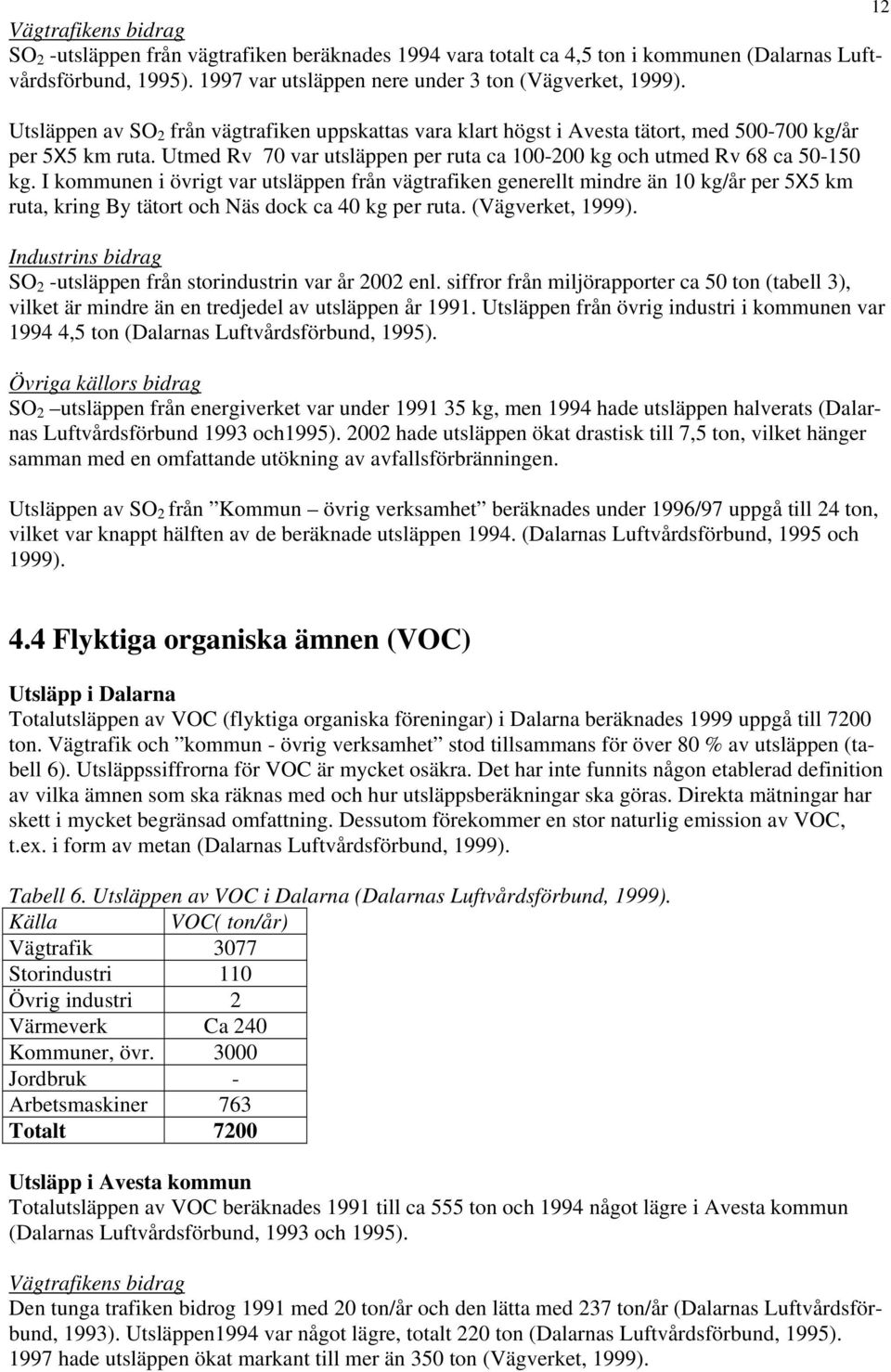 I kommunen i övrigt var utsläppen från vägtrafiken generellt mindre än 10 kg/år per 5X5 km ruta, kring By tätort och Näs dock ca 40 kg per ruta. (Vägverket, 1999).