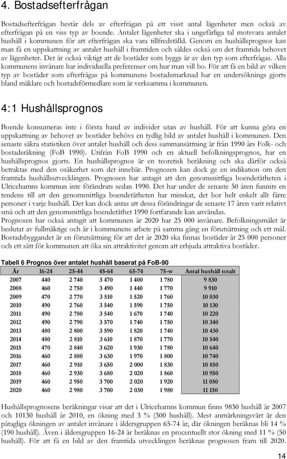 Genom en hushållsprognos kan man få en uppskattning av antalet hushåll i framtiden och såldes också om det framtida behovet av lägenheter.