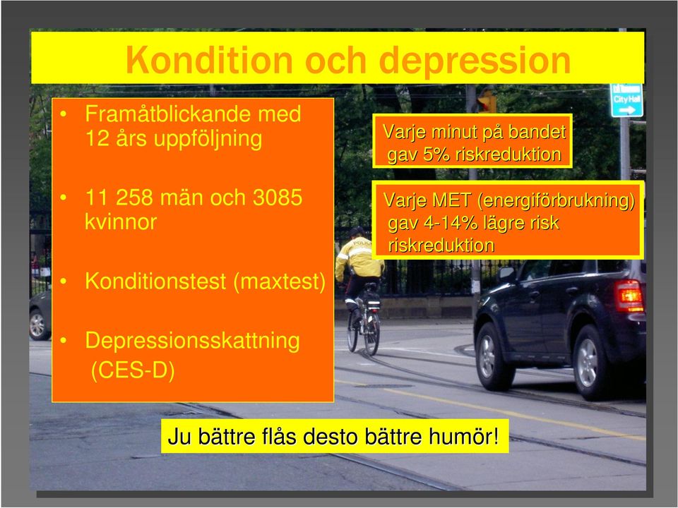 riskreduktion Varje MET (energiförbrukning) rbrukning) gav 4-14% 4 lägre l