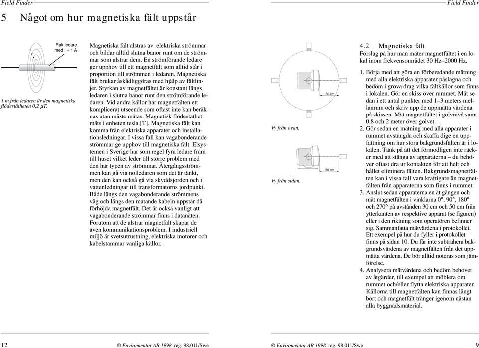 En strömförande ledare ger upphov till ett magnetfält som alltid står i proportion till strömmen i ledaren. Magnetiska fält brukar åskådliggöras med hjälp av fältlinjer.