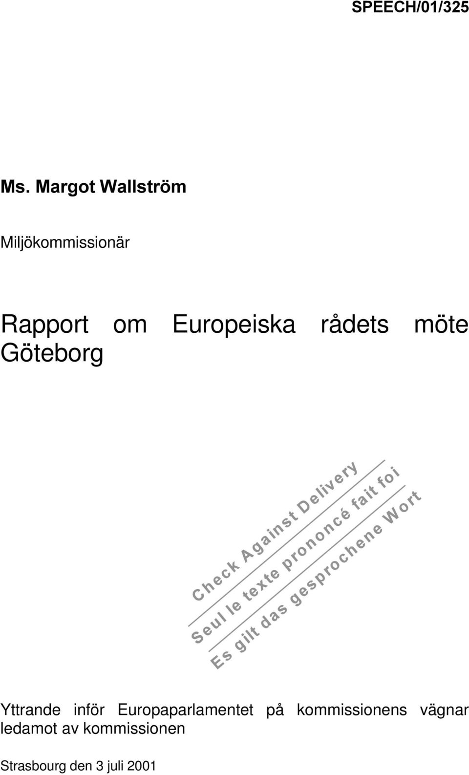 Yttrande inför Europaparlamentet på