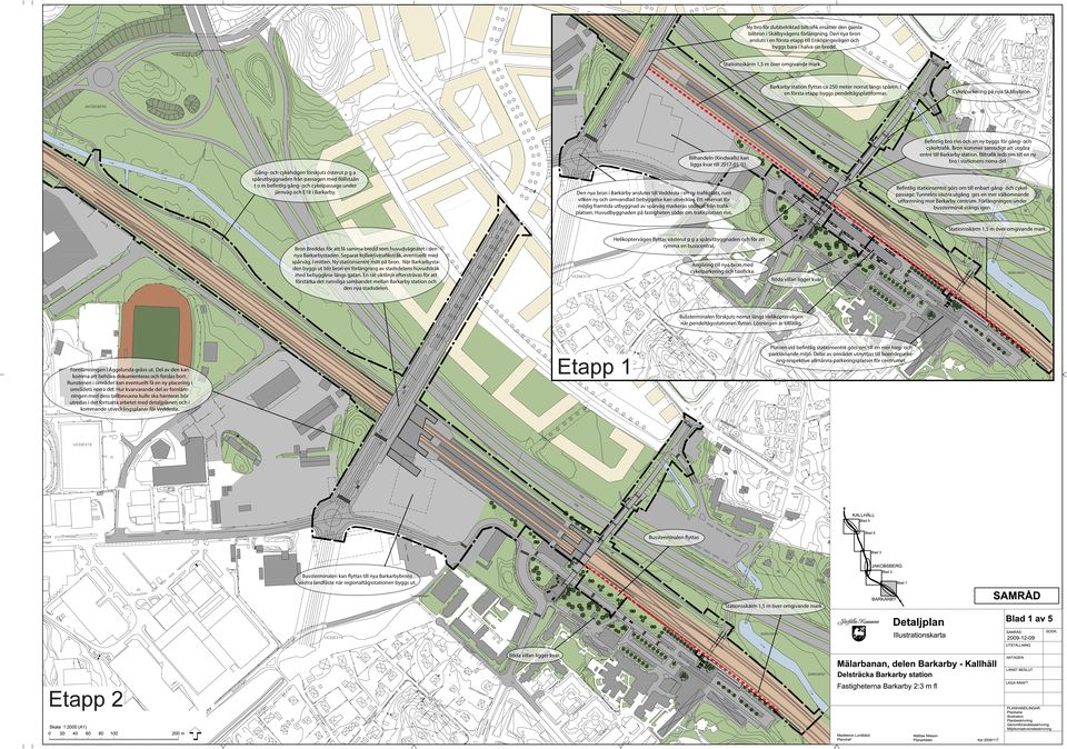 Bron kommer samtidigt att utgöra entré till Barkarby station. Biltrafik leds om till en ny bro i stationens norra del. Bilhandeln (Kindwalls) kan ligga kvar till 2017-01-01.