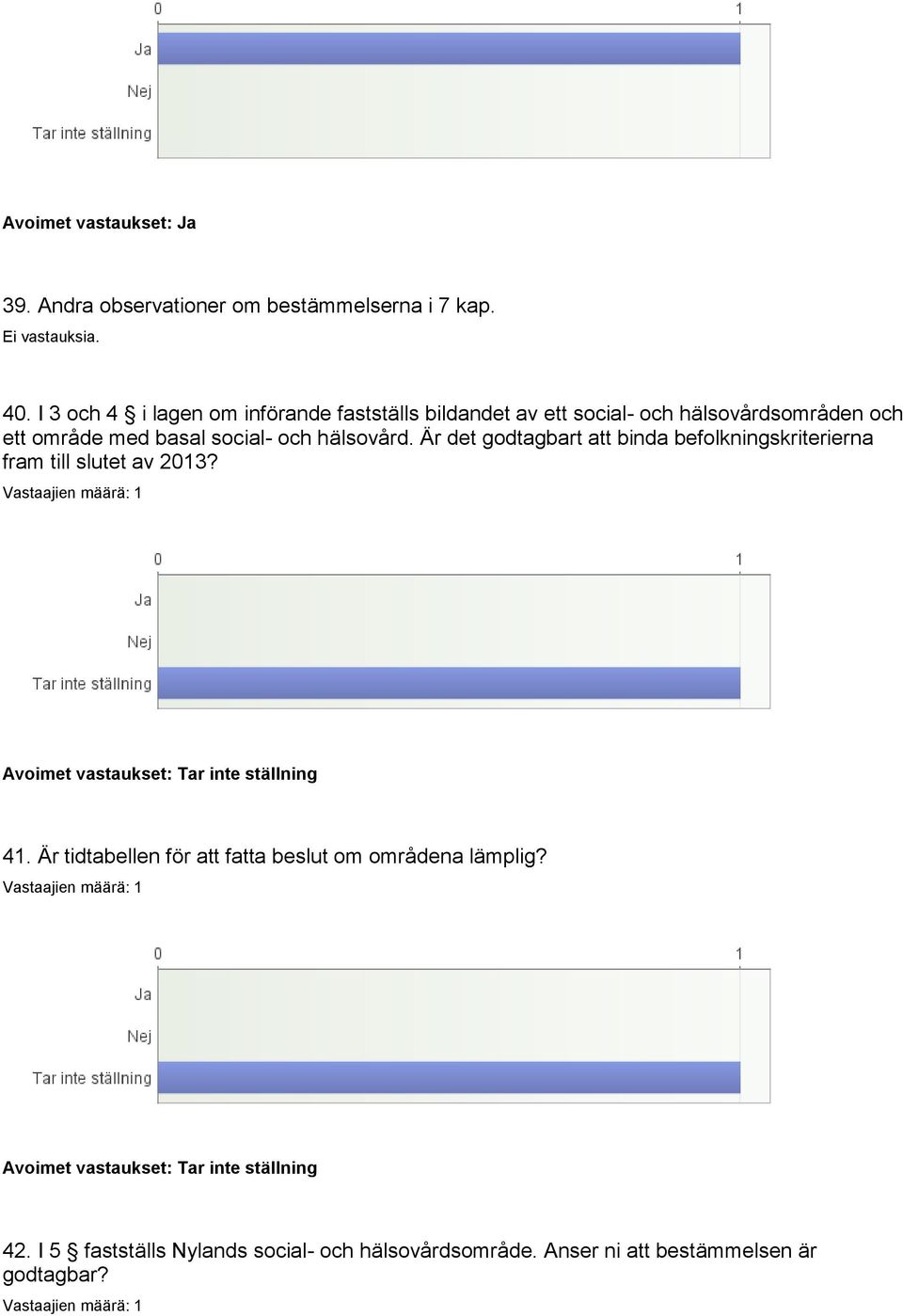 social- och hälsovård. Är det godtagbart att binda befolkningskriterierna fram till slutet av 2013? 41.