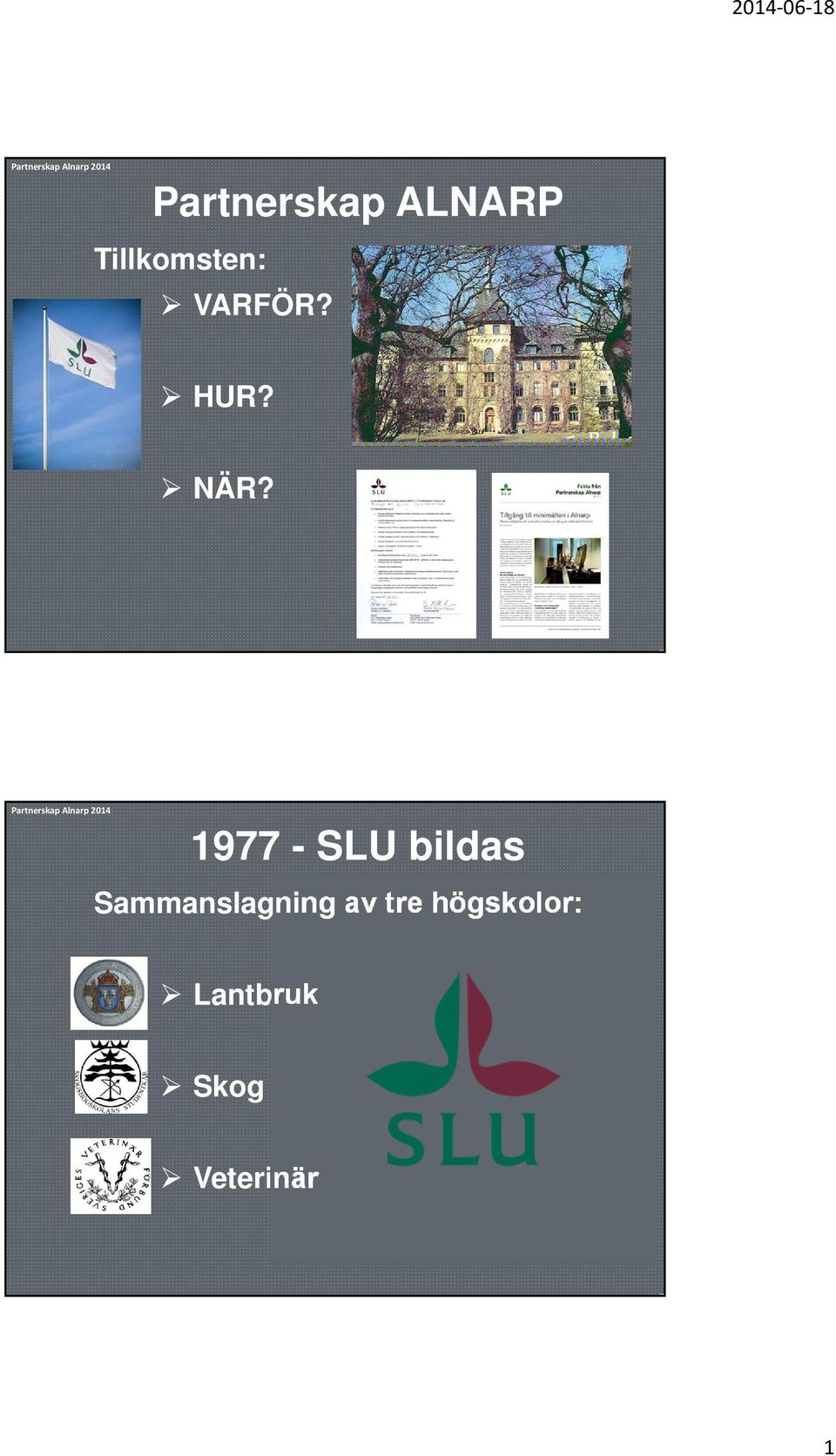 1977 - SLU bildas