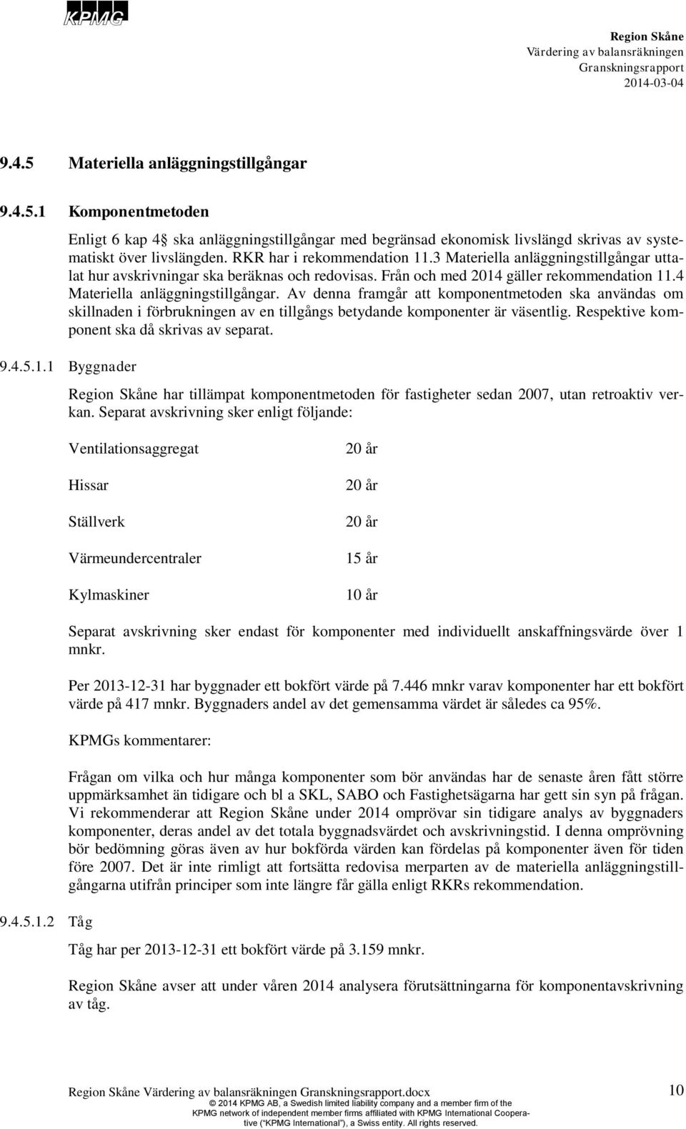 Av denna framgår att komponentmetoden ska användas om skillnaden i förbrukningen av en tillgångs betydande komponenter är väsentlig. Respektive komponent ska då skrivas av separat. 9.4.5.1.