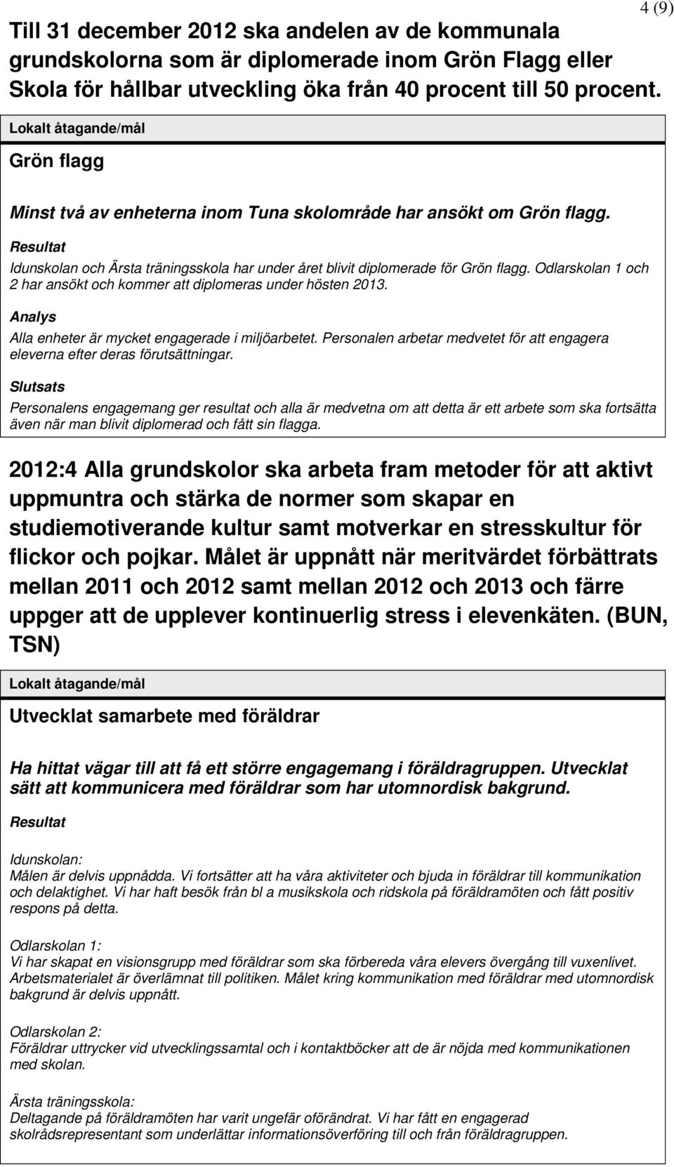 Odlarskolan 1 och 2 har ansökt och kommer att diplomeras under hösten 2013. Alla enheter är mycket engagerade i miljöarbetet.