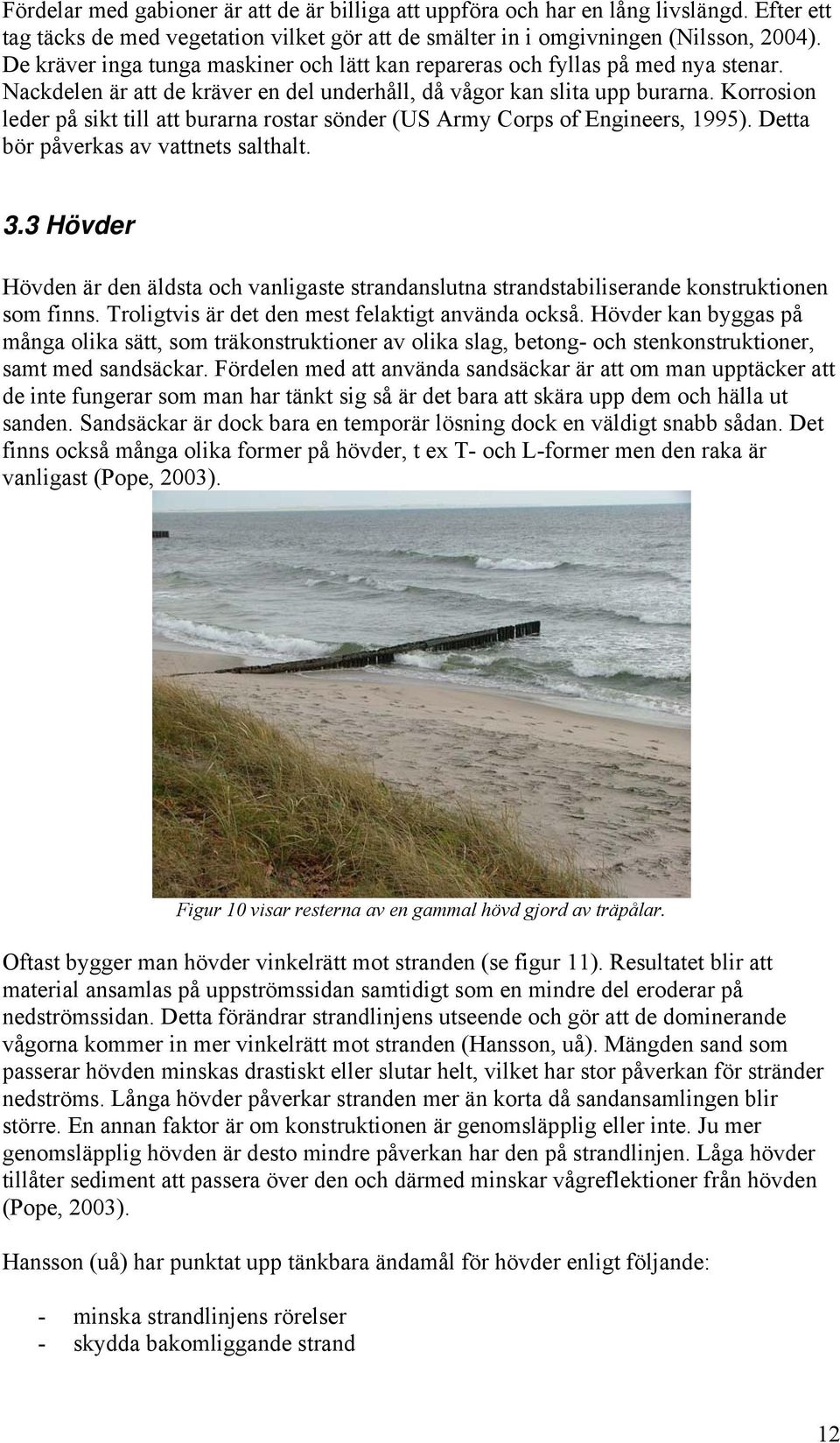 Korrosion leder på sikt till att burarna rostar sönder (US Army Corps of Engineers, 1995). Detta bör påverkas av vattnets salthalt. 3.