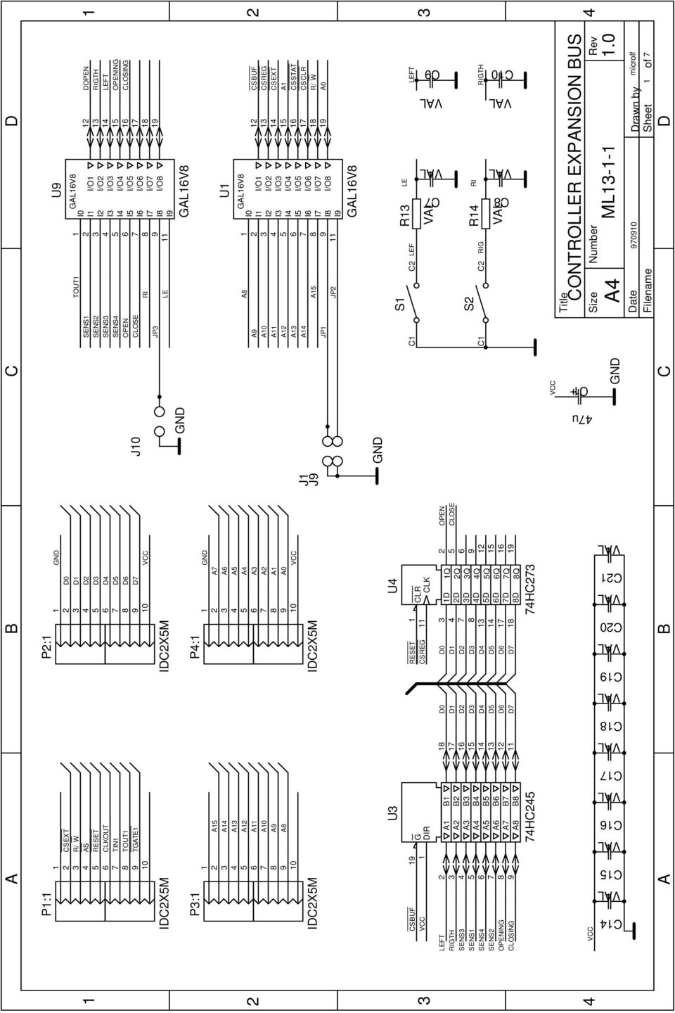 CONTROLLER EXPANSION BUS RIGTH RI LE RI JP JP A A CLOSE OPEN SENS SENS SENS SENS JP OPEN RIGTH OPENING CLOSING LE A R/ W CS CSSTAT A CSEXT CSREG CSBUF A A A A A A RIG