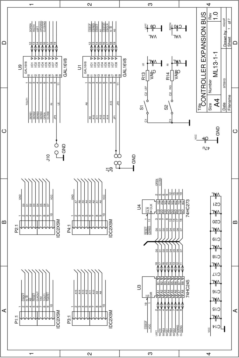 CONTROLLER EXPANSION BUS RIGTH RI LE RI JP JP A A CLOSE OPEN SENS SENS SENS SENS JP OPEN RIGTH OPENING CLOSING LE A R/ W CS CSSTAT A CSEXT CSREG CSBUF A A A A A A RIG