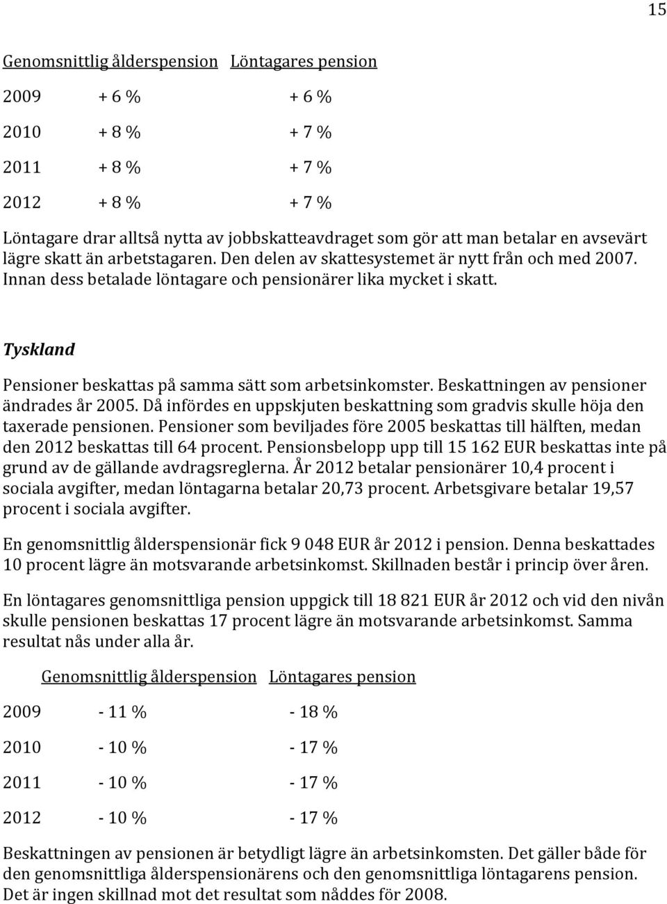 Beskattningen av pensioner ändrades år 2005. Då infördes en uppskjuten beskattning som gradvis skulle höja den taxerade pensionen.