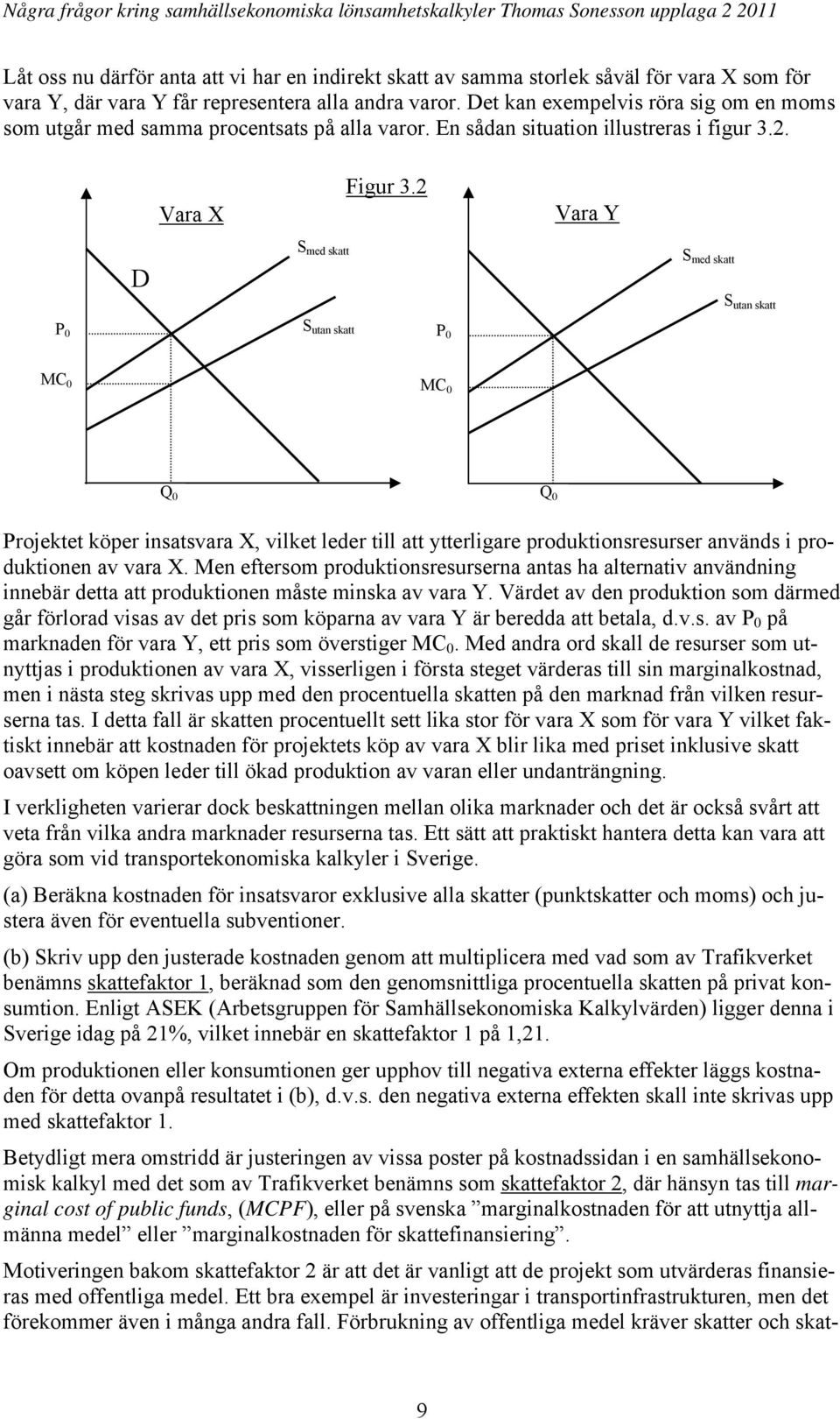 2 Vara Y D S med skatt S med skatt S utan skatt S utan skatt MC 0 MC 0 Q 0 Q 0 Projektet köper insatsvara X, vilket leder till att ytterligare produktionsresurser används i produktionen av vara X.