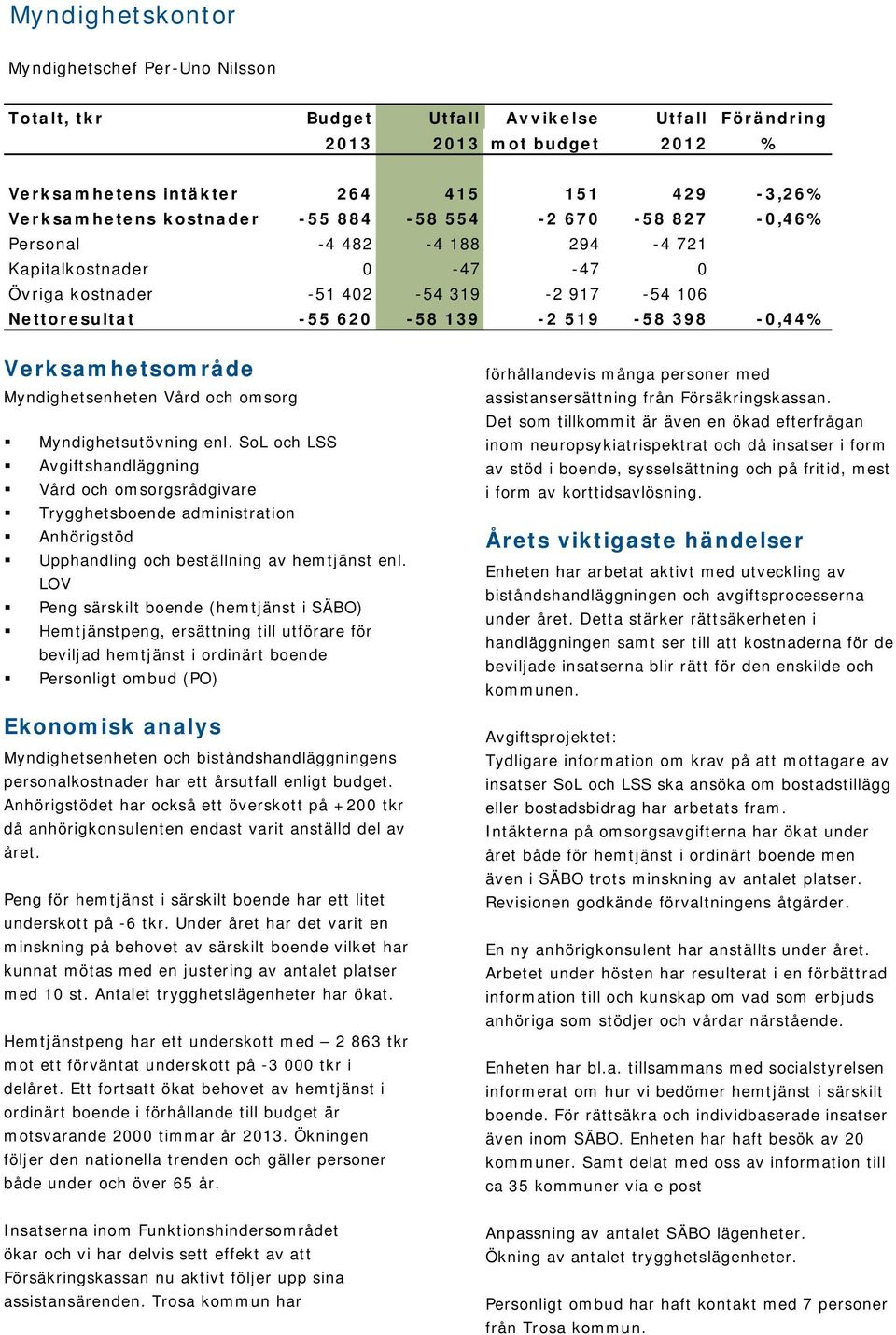 Verksamhetsområde Myndighetsenheten Vård och omsorg Myndighetsutövning enl.