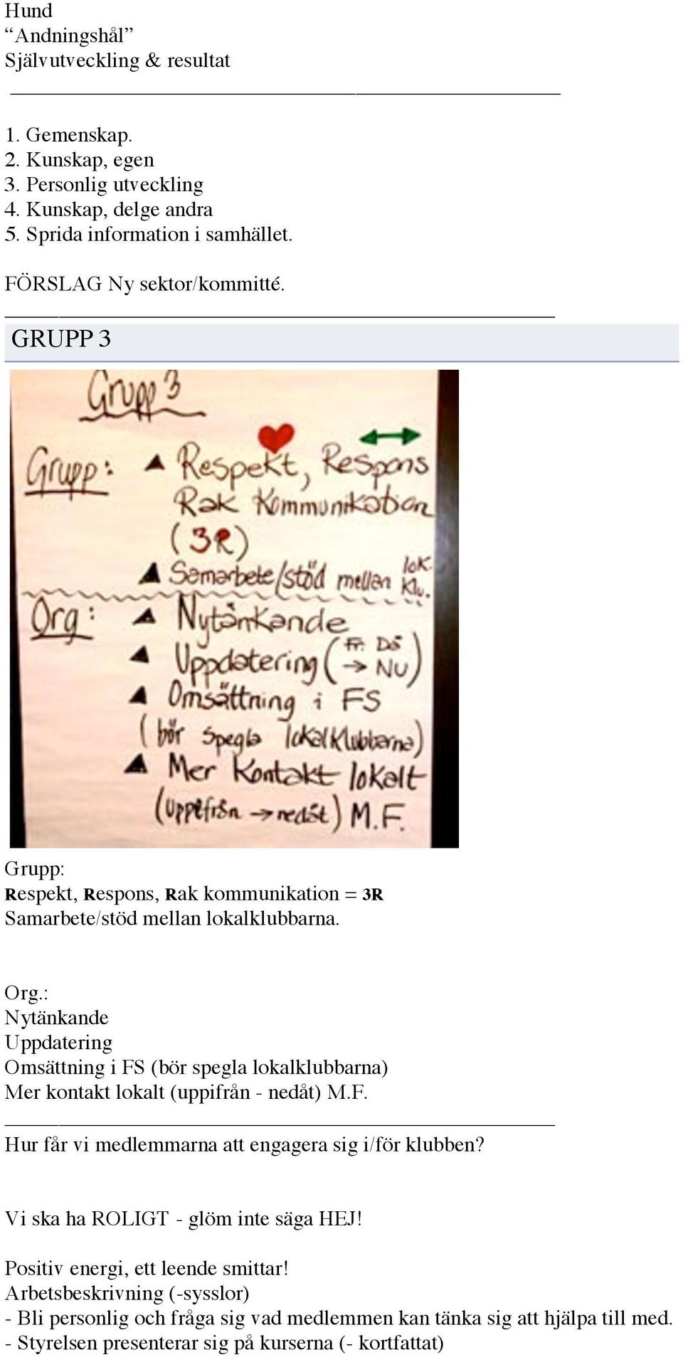 : Nytänkande Uppdatering Omsättning i FS (bör spegla lokalklubbarna) Mer kontakt lokalt (uppifrån - nedåt) M.F. Hur får vi medlemmarna att engagera sig i/för klubben?