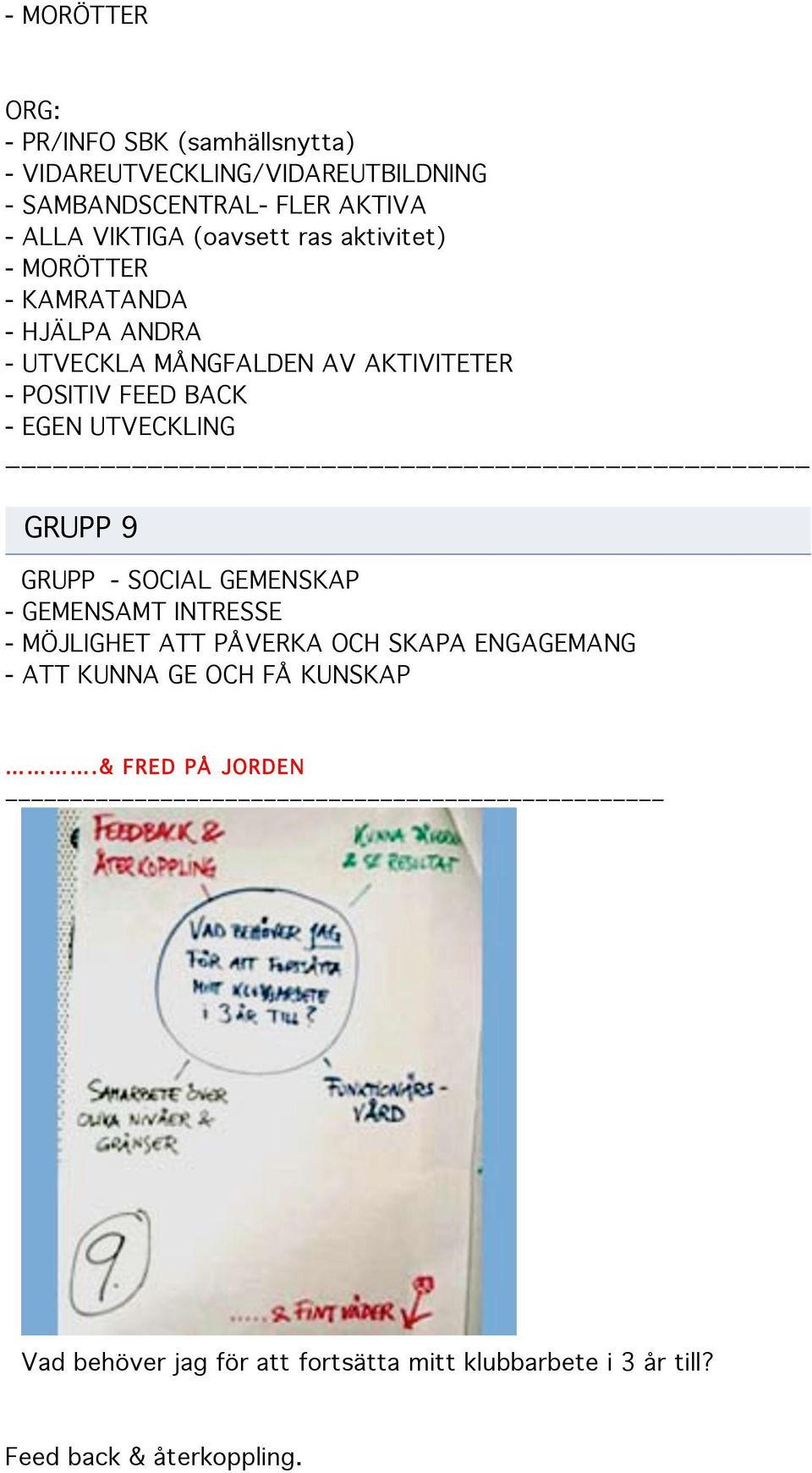 BACK - EGEN UTVECKLING GRUPP 9 GRUPP - SOCIAL GEMENSKAP - GEMENSAMT INTRESSE - MÖJLIGHET ATT PÅVERKA OCH SKAPA ENGAGEMANG -